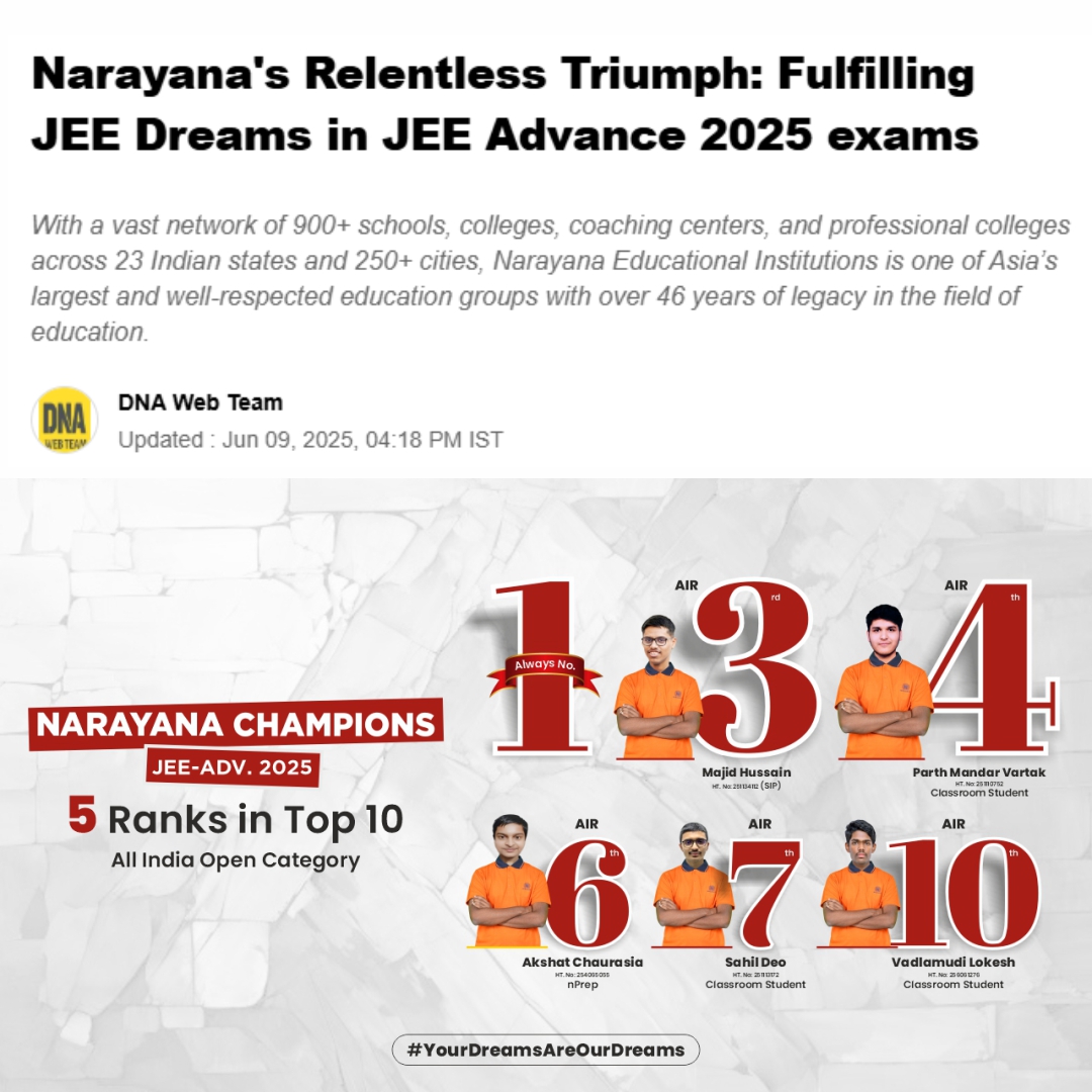 DNA - Narayana’s JEE Advance 2025 Victory